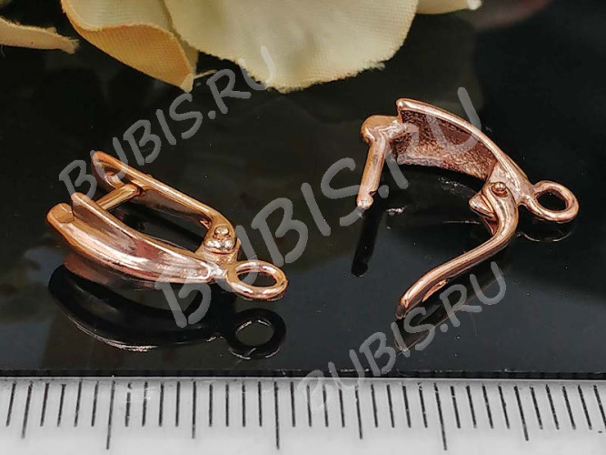 Швензы с английским замком №105 Комета 19*11*5,5мм розовое золото (Brass с позолотой) (1 пара)