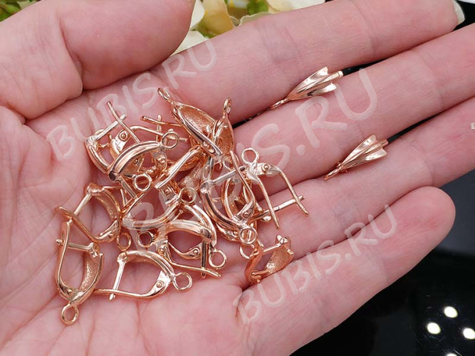Швензы с английским замком №105 Комета 19*11*5,5мм розовое золото (Brass с позолотой) (1 пара)