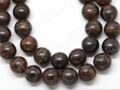 Бусина округлая 12мм Агат Тибетский с полоской т.шоколадный (камни)