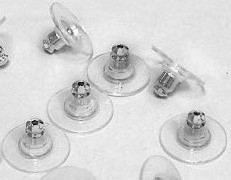 (СКИДКИ!!!) Зажимы для пуссет(гвоздиков) и швенз №03 12*6мм прозрачные+цвет платины (Brass) (10 пар)