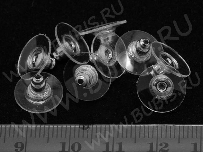 (СКИДКИ!!!) Зажимы для пуссет(гвоздиков) и швенз №03 12*6мм прозрачные+цвет платины (Brass) (10 пар)