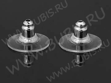 (СКИДКИ!!!) Зажимы для пуссет(гвоздиков) и швенз №03 12*6мм прозрачные+цвет платины (Brass) (10 пар)