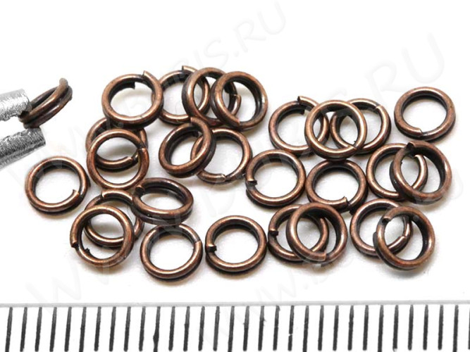 (СКИДКИ!!!) Колечки двойной крутки 4мм античная медь (Iron) (100шт.)