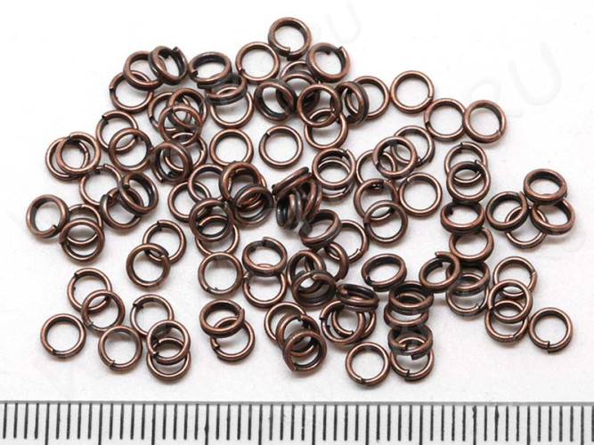 (СКИДКИ!!!) Колечки двойной крутки 4мм античная медь (Iron) (100шт.)
