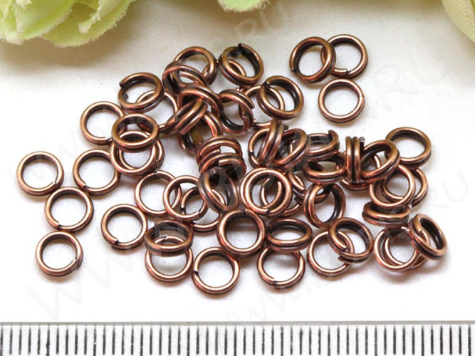 (СКИДКИ!!!) Колечки двойной крутки 4мм античная медь (Iron) (100шт.)