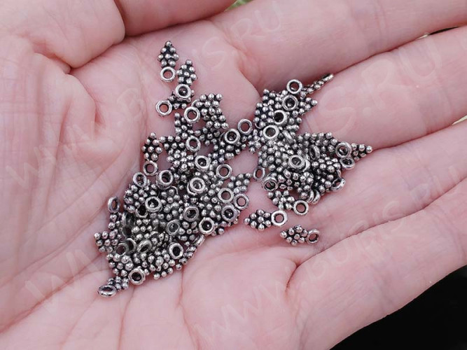 (ОПТ) Подвеска Виноградик 05 двусторонняя 8,5*4,5*1,5мм античное серебро (литьё) (100шт.)