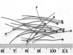 Штифт с ШАРИКОМ 35*0,5мм чёрный никель (Brass) (10шт.)