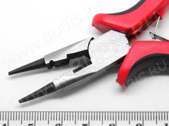 Круглогубцы 10 комбинированные 130мм с красно-чёрными ручками (инструменты для бижутерии)