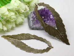 Декоративный элемент 042 подвеска-коннектор Листик огромный 103*40*0,5мм античная бронза (Iron)