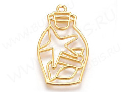 Подвеска Рамка 34 банка с ракушкой и звездой 42*25*2,3мм золотистая (литьё)