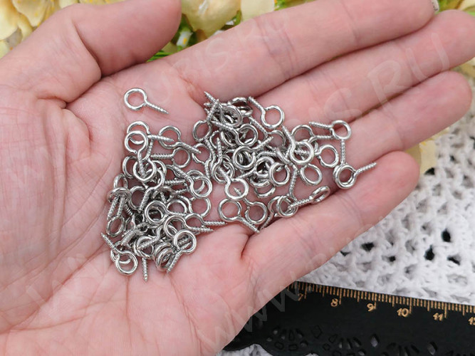 Штифт винтовой 13 толстый 13*6,5*1,6мм цвет платины (Iron) (20шт.)