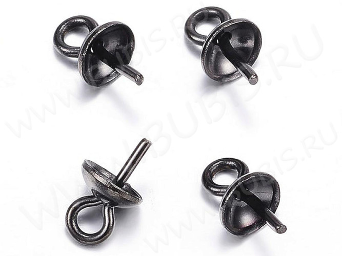 Держатель кулона 101 шапочка со штырьком 7*4*4мм чёрный никель (Хирургическая Сталь)