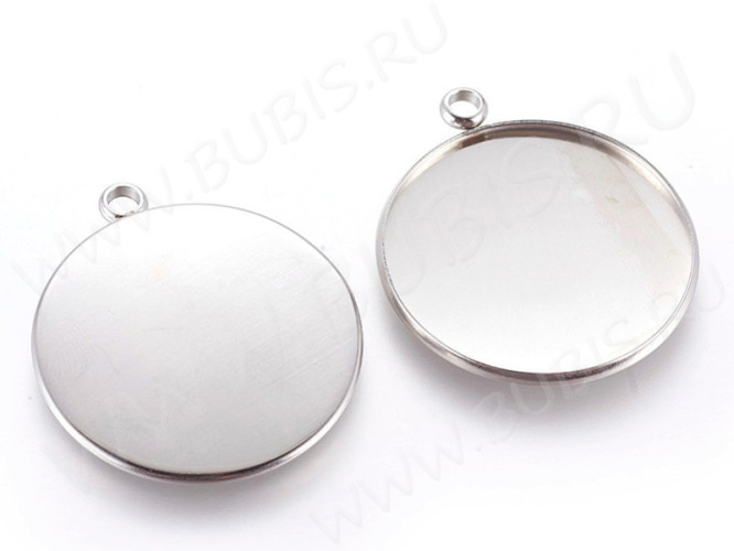 Подвеска-сеттинг Круг 53 (сеттинг 30мм) 36*32*2,3мм цвет платины (Хирургическая сталь)