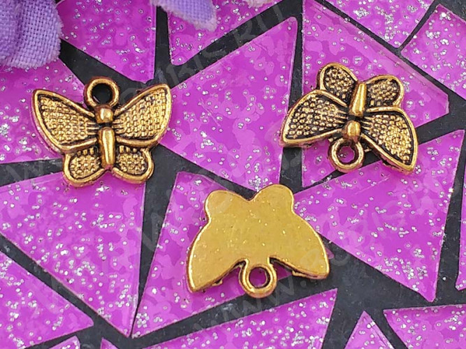 (СКИДКИ!!!) Подвеска Бабочка 08 12,5*10*2мм античное золото (литьё) (10шт.)