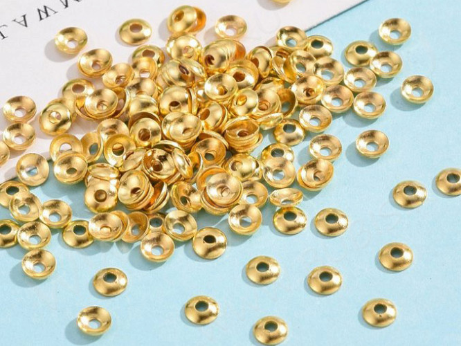 Шапочка тонкая 097 простая 30 малыши 3*3*0,9мм золотистая (Milano LUX) (Brass) (50шт.)