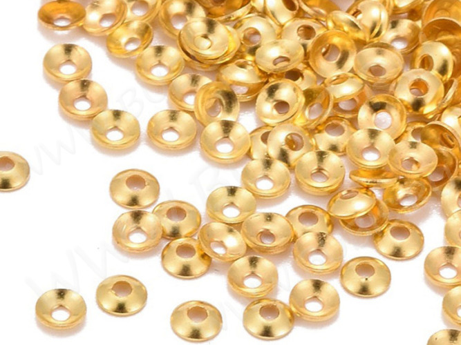 Шапочка тонкая 097 простая 30 малыши 3*3*0,9мм золотистая (Milano LUX) (Brass) (50шт.)