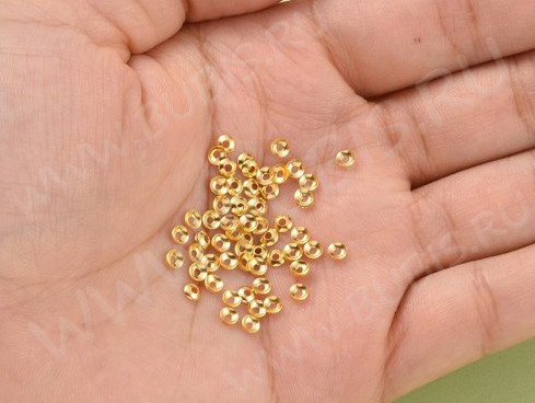 Шапочка тонкая 097 простая 30 малыши 3*3*0,9мм золотистая (Milano LUX) (Brass) (50шт.)