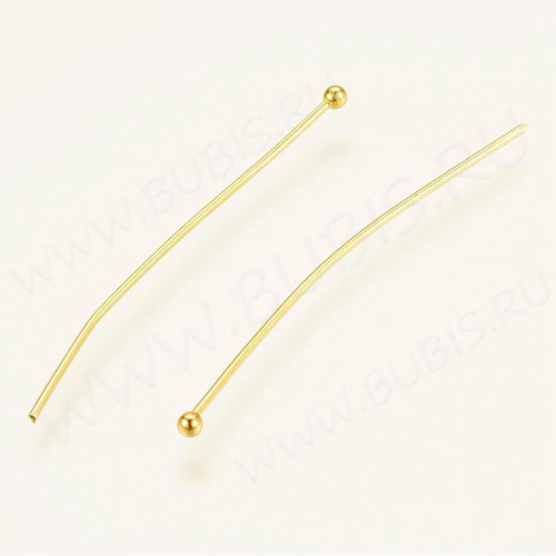 Штифт с шариком ювелирная сталь 40*0,7мм золотистый (Хирургическая сталь) (10шт)