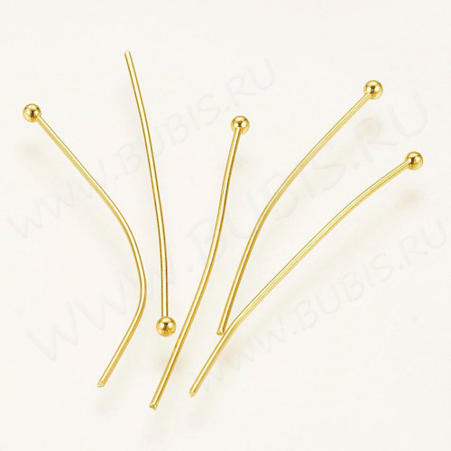 Штифт с шариком ювелирная сталь 40*0,7мм золотистый (Хирургическая сталь) (10шт)