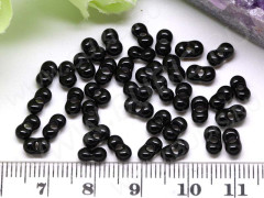 Бусина Косточка 05 6,5*3,5*3мм чёрная непрозрачная (стекло) (50шт.)