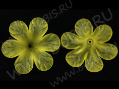 Бусина акрил Цветочек 22 матовый 33,5*30,5*9мм жёлтый полупрозрачный (акрил)