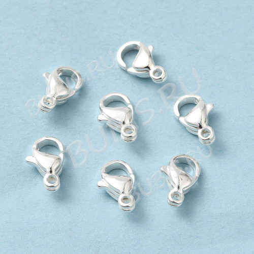 Замочек карабин №120 9*5,5*3,5мм серебристый Sterling Silver Plated (LUX Китай)(Хирургическая сталь)