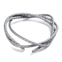 Шнур кожаный 40 натуральный плетёный круглый 3мм серебристый (1м)