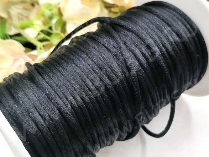 Шёлковый шнур 01 2мм чёрный (1м)