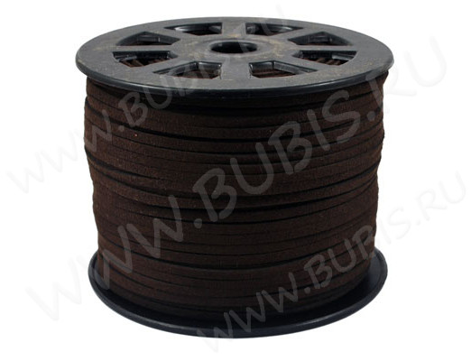 Замшевый шнур 03 плоский 3*1,5мм темно-коричневый (1м)