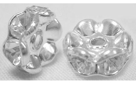 Рондель со стразами 13 4*4*2мм серебристый с прозрачными стразами (Brass)