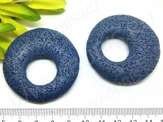 Кулон 0861 Бублик 50*50*11мм Лава вулканическая синяя (камни)