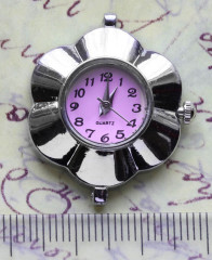 Заготовка для часов 043 Цветочек 30*25*7,7мм цвет платины+розово-св.сиреневый (часы)