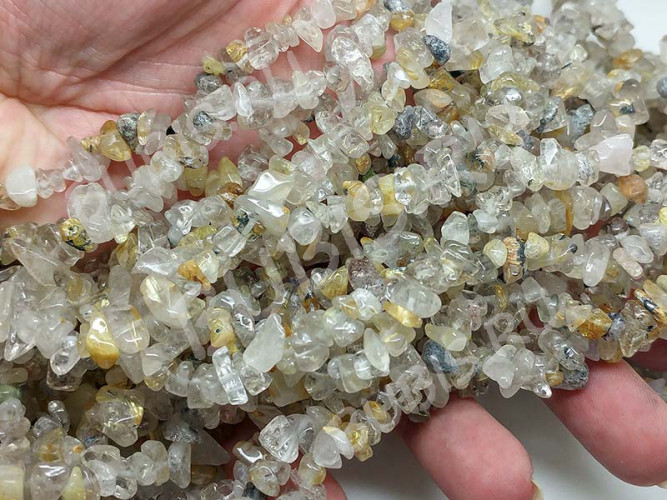 Крошка (галтовка) каменная 105 5-9мм Рутиловый Кварц натуральный (камни) (нить 45см)