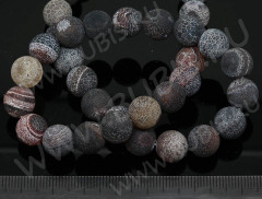 Бусина округлая 10мм матовый Агат кракле коричнево-т.серый полупрозрачный (камни)