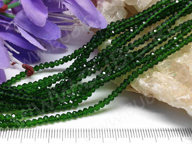 Бусина кристалл гранёный абакус 3*3*2мм т.зелёный прозрачный (имитация Сваровски) (50шт.)