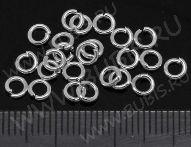 (СКИДКИ!!!) Колечки обычные толстые 4*0,8мм серебристые (Brass) (100шт.)