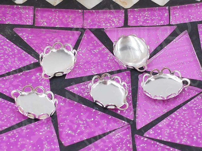 (ОПТ) Подвеска-сеттинг Овал 17 (сеттинг 10*8мм) 11,5*9*2,5мм серебристый (Brass) (100шт.)