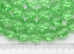 Бусина округлая гранёная 10*10*9,5мм св.зелёная прозрачная (стекло)