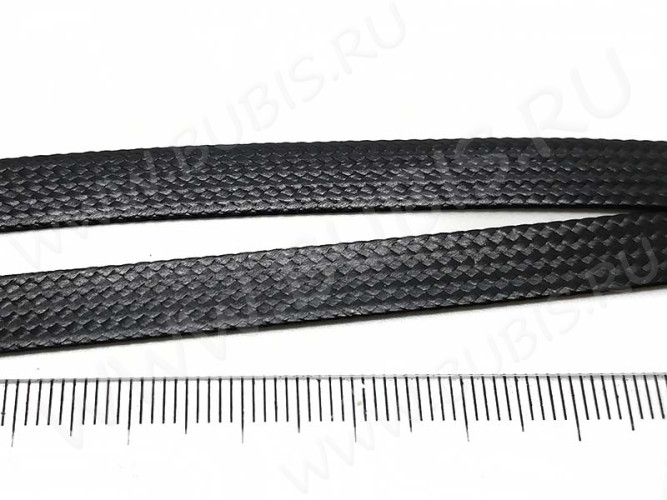 Вощёный полиэстеровый шнур "корейский" ПОЛОСКА 4*0,7мм черный (1м)