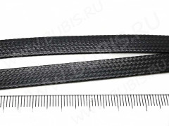 Вощёный полиэстеровый шнур "корейский" ПОЛОСКА 4*0,7мм черный (1м)