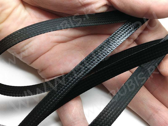 Вощёный полиэстеровый шнур "корейский" ПОЛОСКА 4*0,7мм черный (1м)