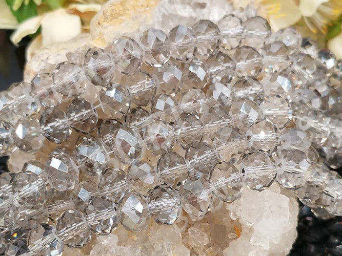 Бусина кристалл Абакус гранёный 10*10*7,5мм серый прозрачный (имитация Сваровски)