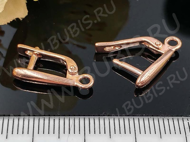 Швензы с английским замком №108 Веретено 19*10*3мм розовое золото (Brass с позолотой) (1 пара)