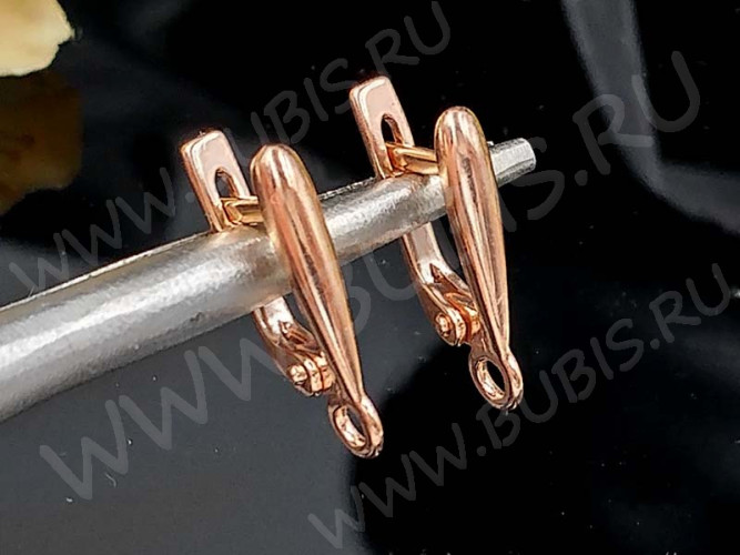 Швензы с английским замком №108 Веретено 19*10*3мм розовое золото (Brass с позолотой) (1 пара)
