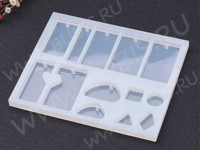Молд 058 для эпоксидной смолы 14,6*12,2см 13 Подвесок Кулонов (силикон)