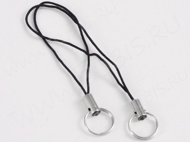 (СКИДКИ!!!) Шнурок для мобильного телефона 02 с большим колечком 45мм чёрный (10шт)