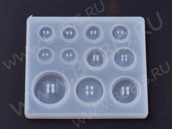 Молд 067 для эпоксидной смолы 90*77*6мм 11 пуговиц (силикон)