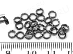 (СКИДКИ!!!) Колечки двойной крутки 4мм чёрный никель (Iron) (100шт.)