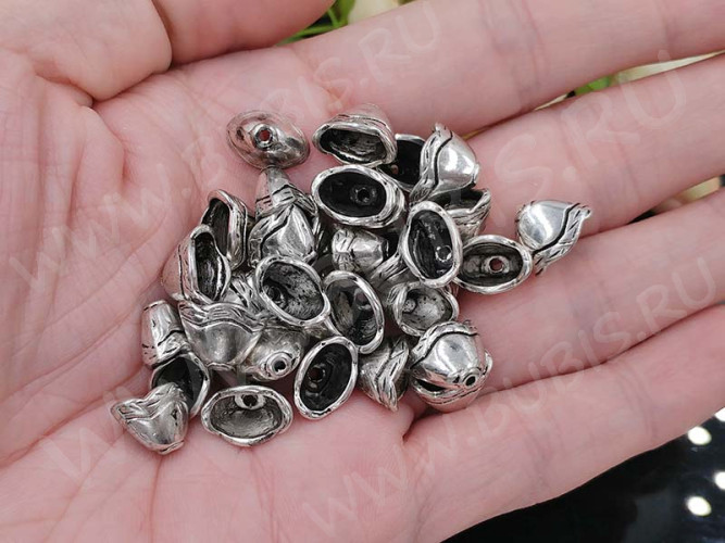 260 Шапочка-колпачок 11,5*8*8мм античное серебро (литьё)