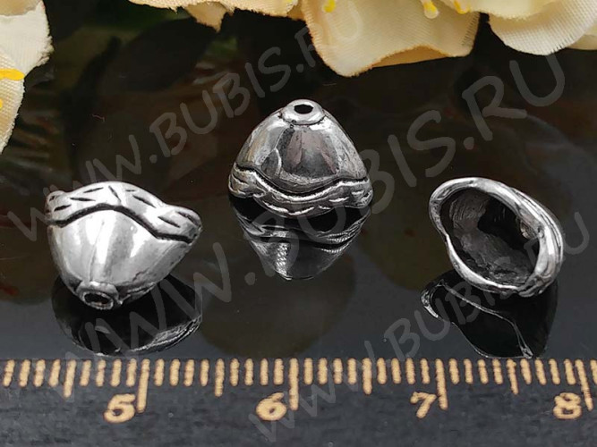 260 Шапочка-колпачок 11,5*8*8мм античное серебро (литьё)